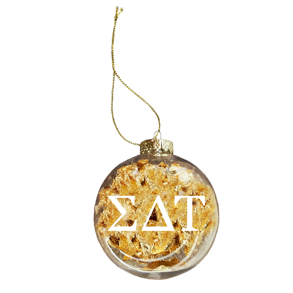 Sigma Delta Tau Ornament - Clear Plastic Ball Ornament with Gold Foil