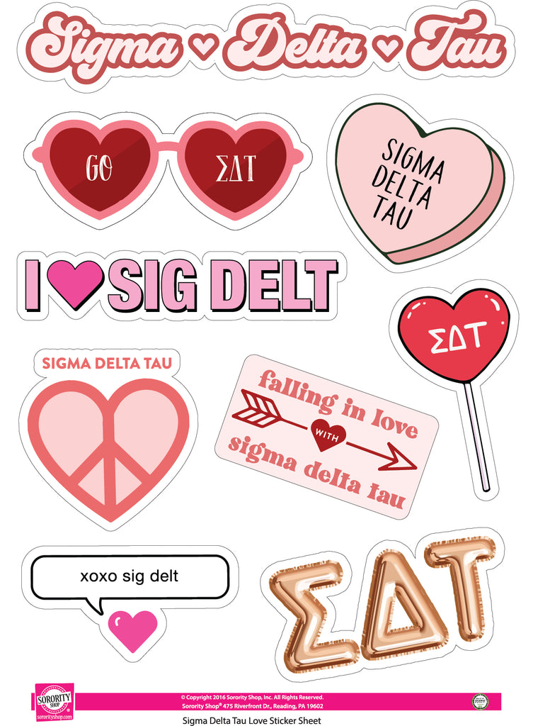 Sigma Delta Tau- Sticker Sheet- Love Theme