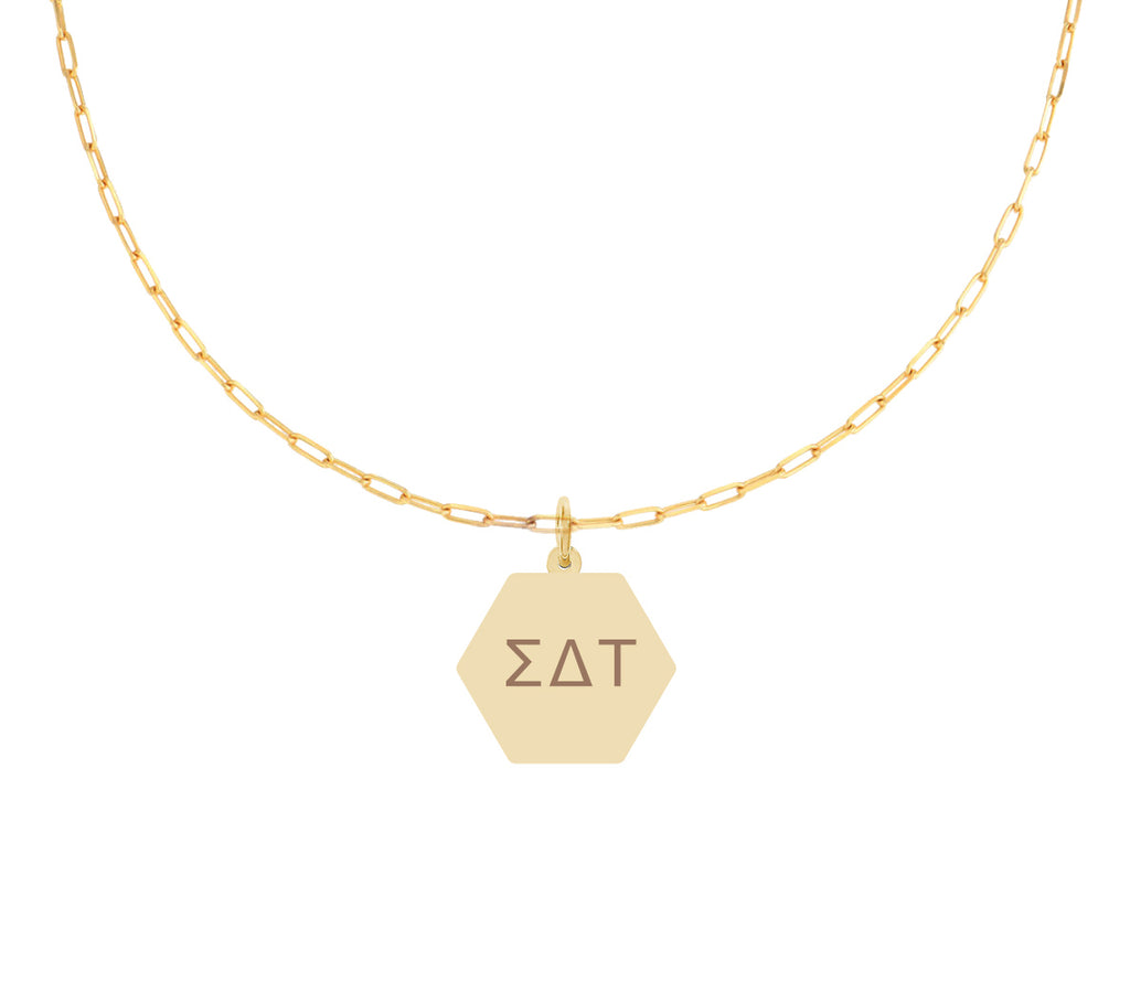 Sigma Delta Tau Paperclip Necklace with SDT Sorority Pendant