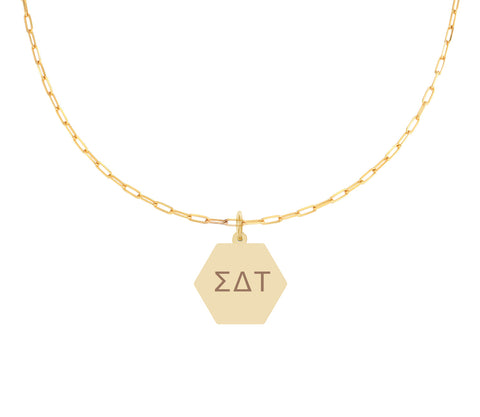 Sigma Delta Tau Paperclip Necklace with SDT Sorority Pendant