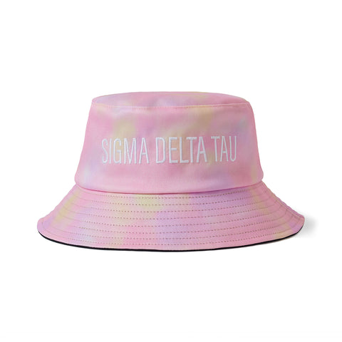 Sigma Delta Tau Bucket Hat - Tie Dye Bucket Hat - Embroidered Logo