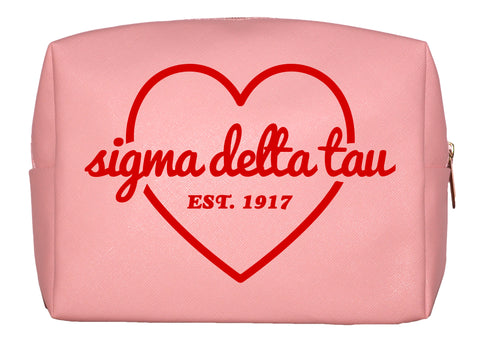 Sigma Delta Tau Pink w/Red Heart Makeup Bag