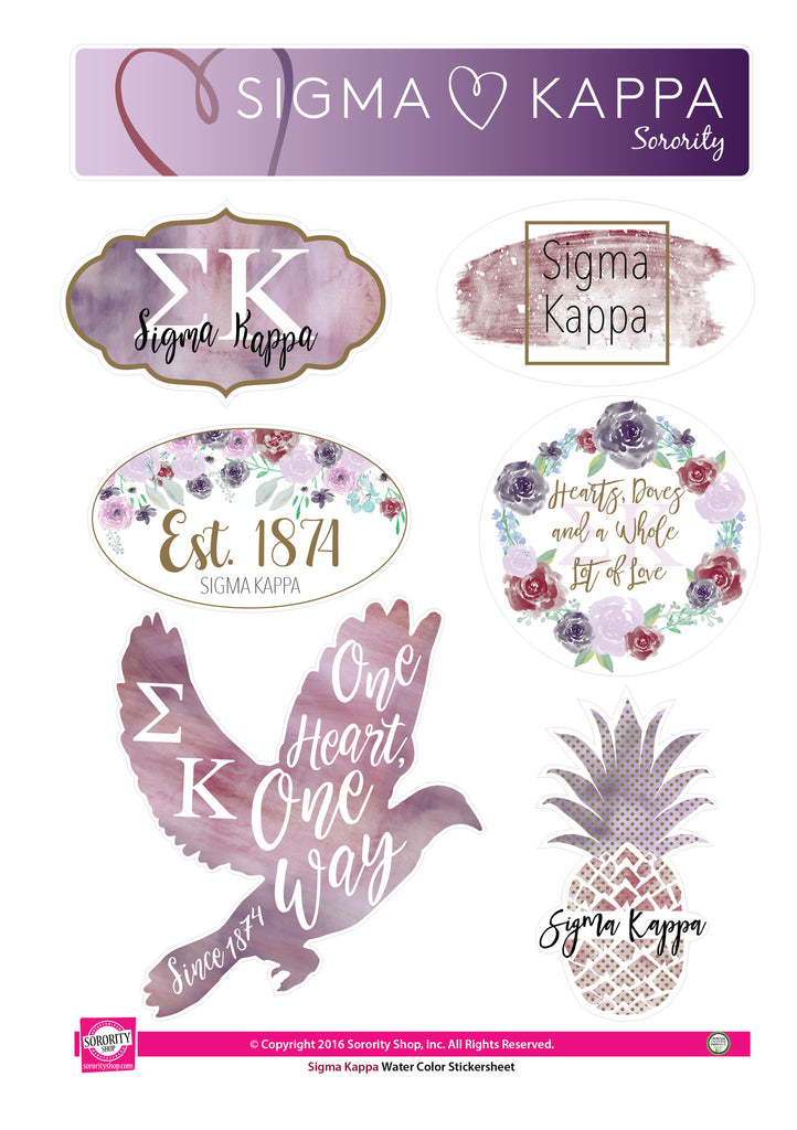 Sigma Kappa Water Color stickers