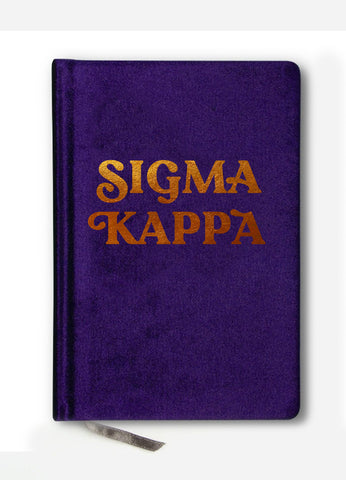 Sigma Kappa Velvet Notebook with Gold Foil Imprint