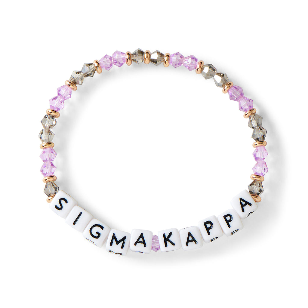 Sigma Kappa Bracelet With Glass Beads and 18K Gold Accent Beads