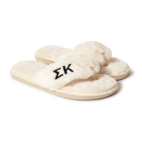 Sigma Kappa - Furry Slippers Women - With SK Embroidery Logo