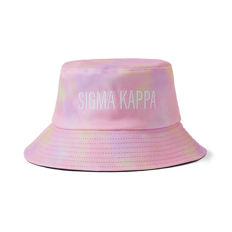 Sigma Kappa Bucket Hat - Tie Dye - Embroidered Logo