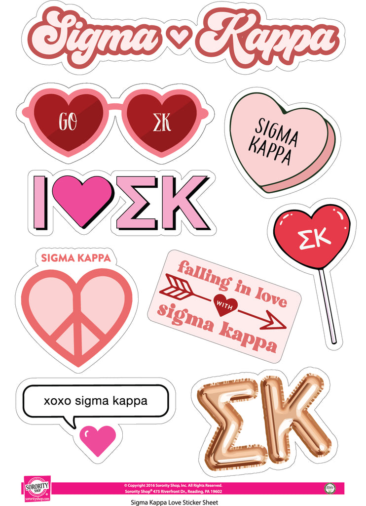 Sigma Kappa- Sticker Sheet- Love Theme