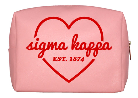 Sigma Kappa Pink w/Red Heart Makeup Bag