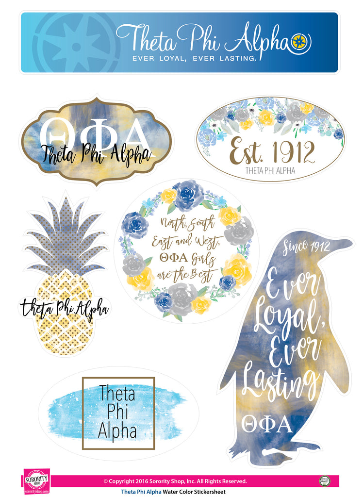 Theta Phi Alpha Water Color stickers