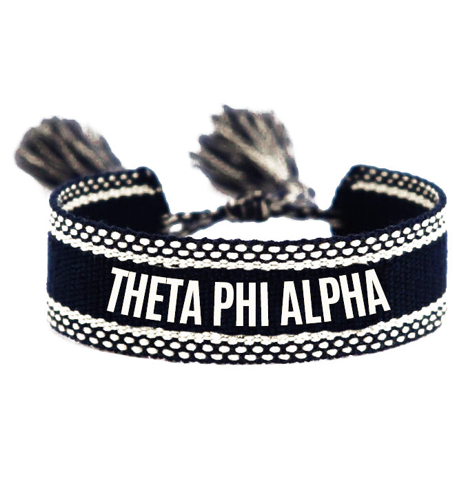 Theta Phi Alpha Woven Bracelet, Black and White Design
