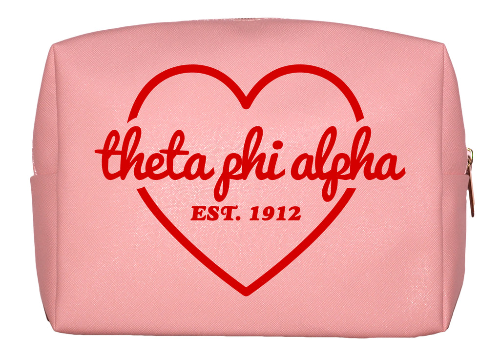 Theta Phi Alpha Pink w/Red Heart Makeup Bag