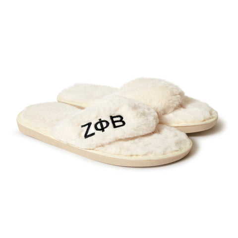 Zeta Phi Beta Furry Slippers Women - With ZPB Embroidery Logo