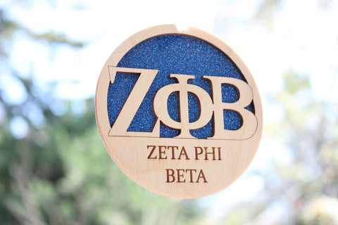 Zeta Phi Beta - Laser Carved Greek Letter Ornament - 3" Round