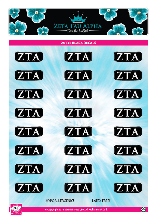 Zeta Tau Alpha Eye Black Decals