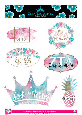 Zeta Tau Alpha Water Color stickers