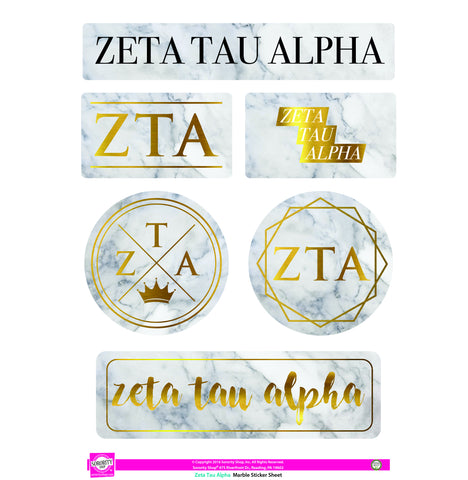 Zeta Tau Alpha Marble Sticker Sheet