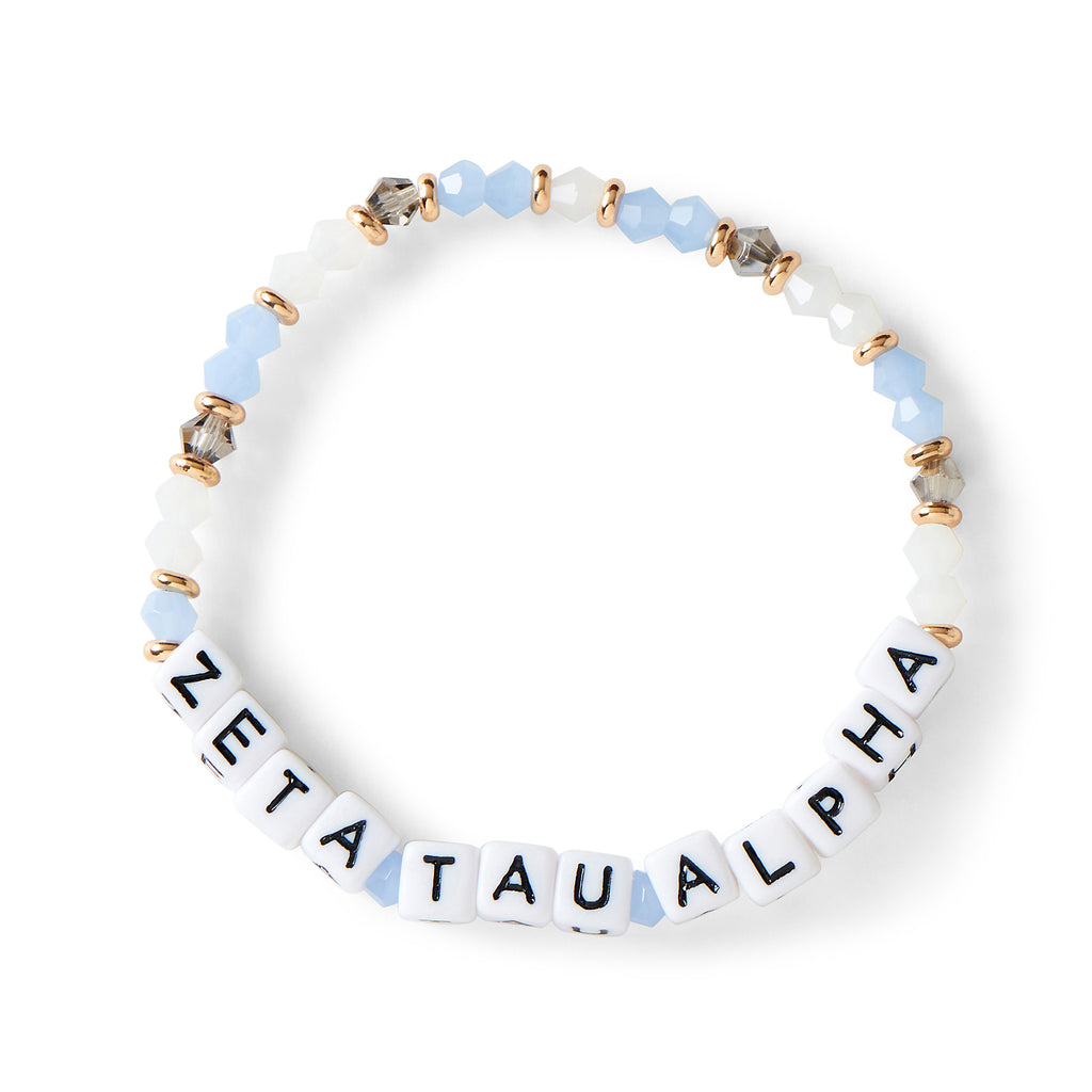 Zeta Tau Alpha Bracelet With Glass Beads and 18K Gold Accent Beads