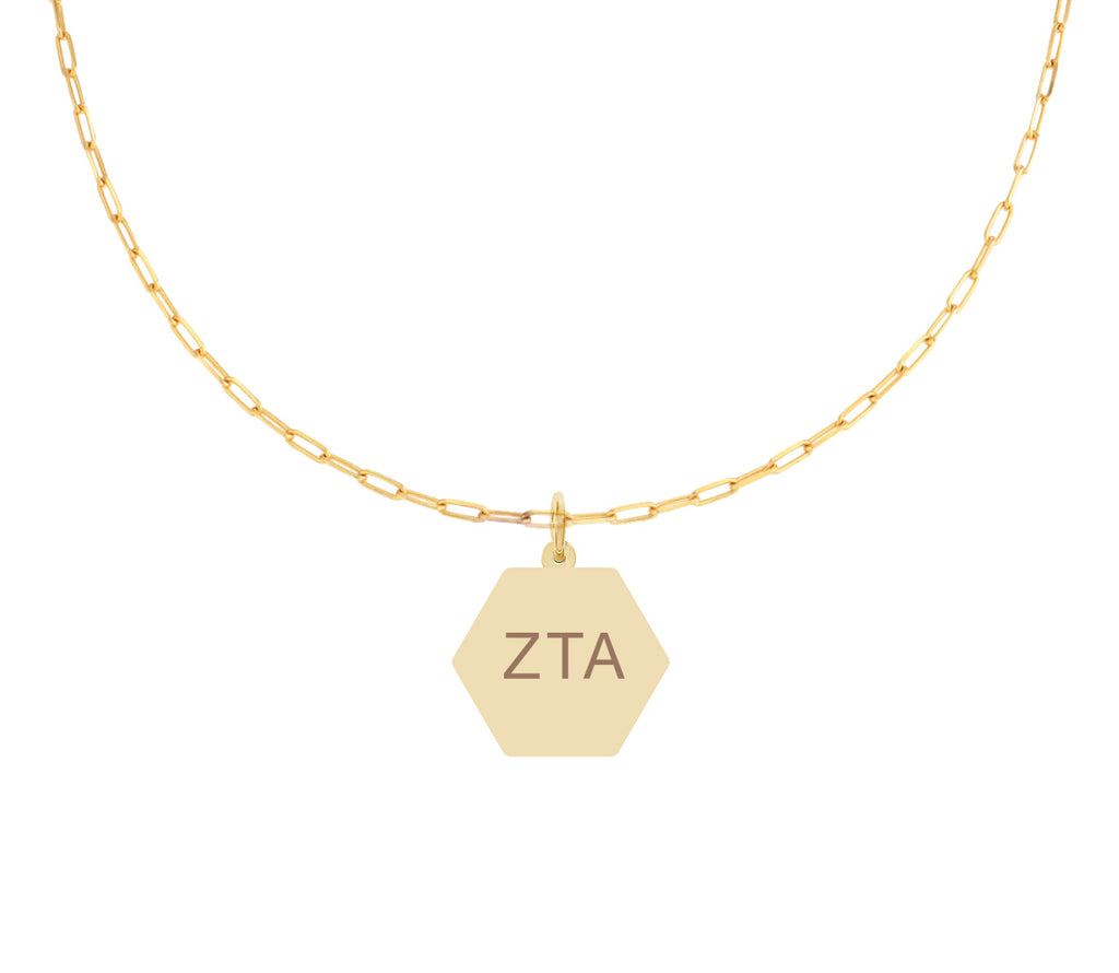 Zeta Tau Alpha Paperclip Necklace with ZTA Sorority Pendant