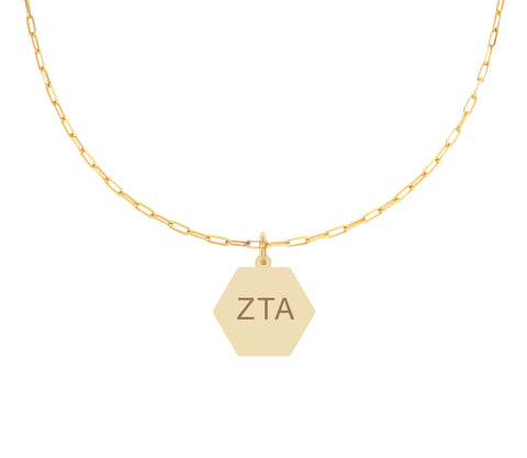 Zeta Tau Alpha Paperclip Necklace with ZTA Sorority Pendant