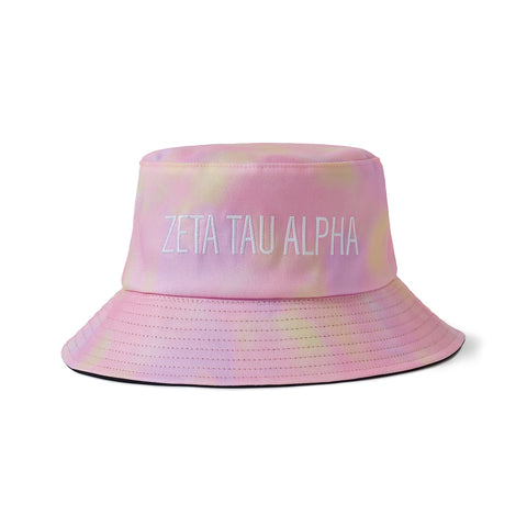 Zeta Tau Alpha Bucket Hat - Tie Dye - Embroidered Logo