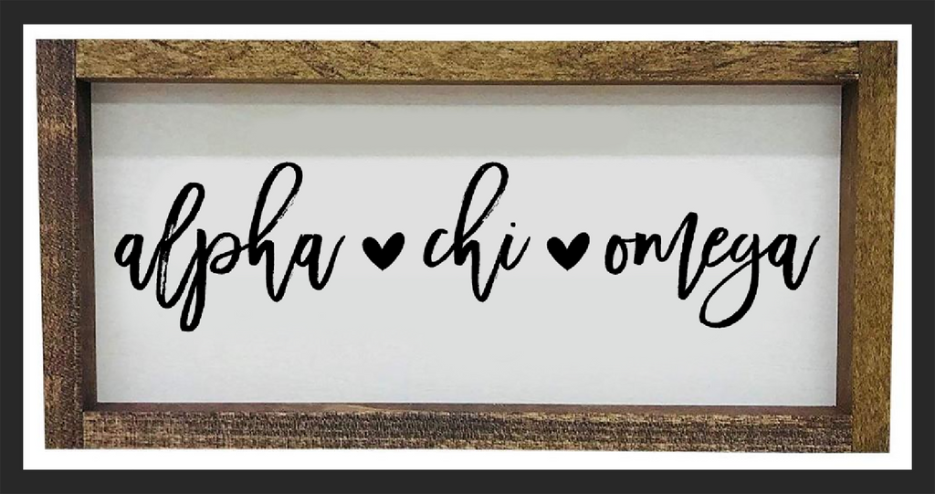 Alpha Chi Omega Script Wooden Sign