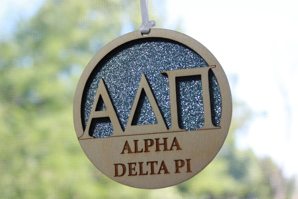 Alpha Delta Pi - Laser Carved Greek Letter Ornament - 3" Round