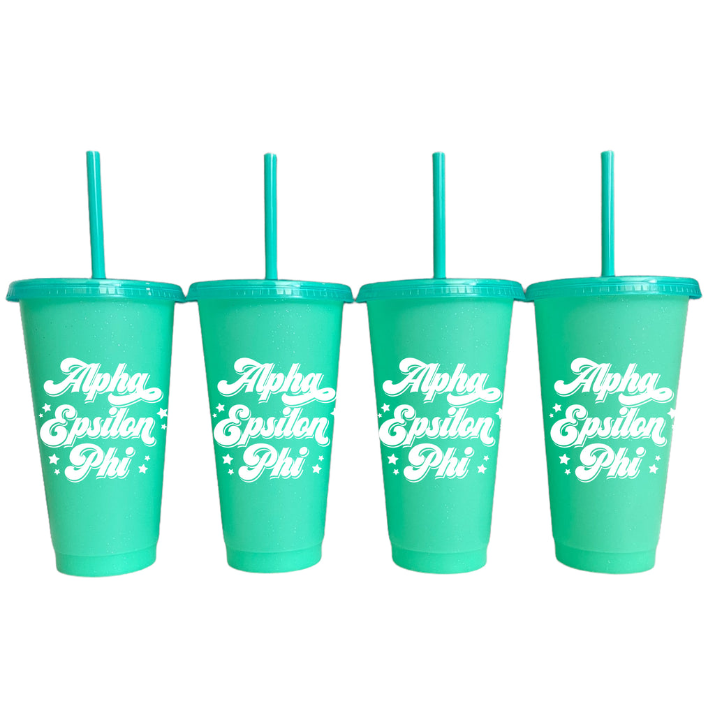 Alpha Epsilon Phi Glitter Color Changing Cup 4-Pack