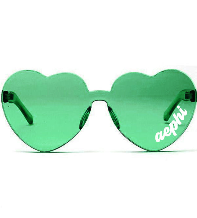 Alpha Epsilon Phi Sunglasses — Heart Shaped Sunglasses Printed With AEP Logo