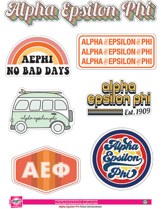 Alpha Epsilon Phi Retro Sticker Sheet