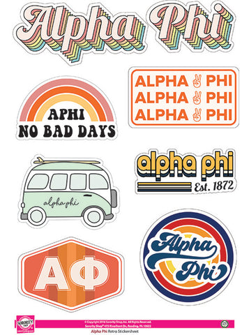 Alpha Phi Retro Sticker Sheet