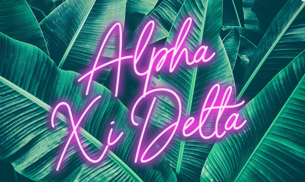 Alpha Xi Delta Neon Palm Flag