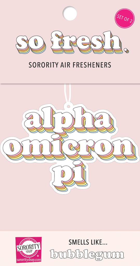 Alpha Omicron Pi - Retro Air Freshener - Bubblegum Scented