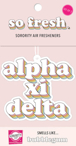 Alpha Xi Delta - Retro Air Freshener - Bubblegum Scented