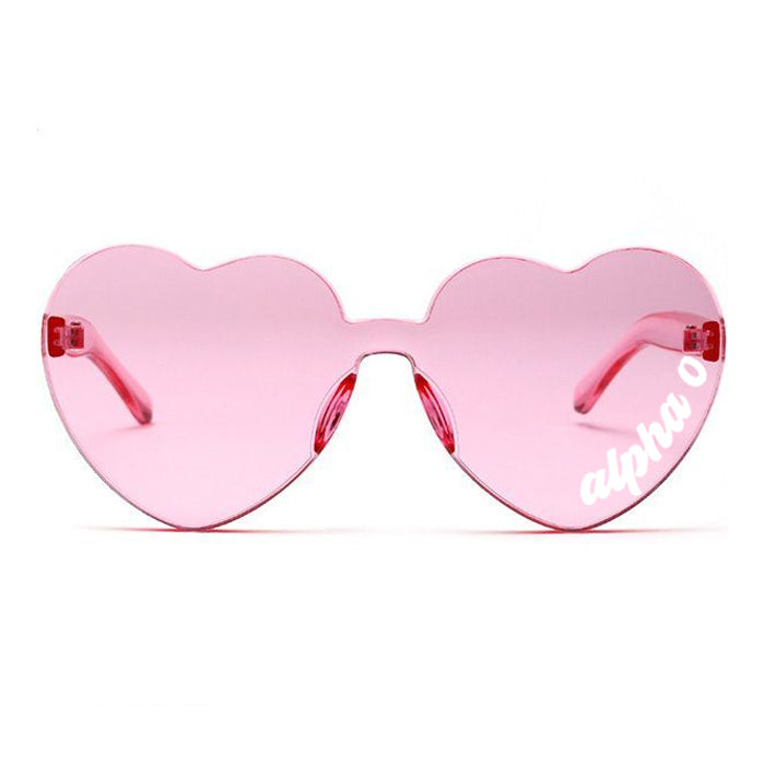 Alpha Omicron Pi Sunglasses — Heart Shaped Sunglasses Printed With AOP Logo