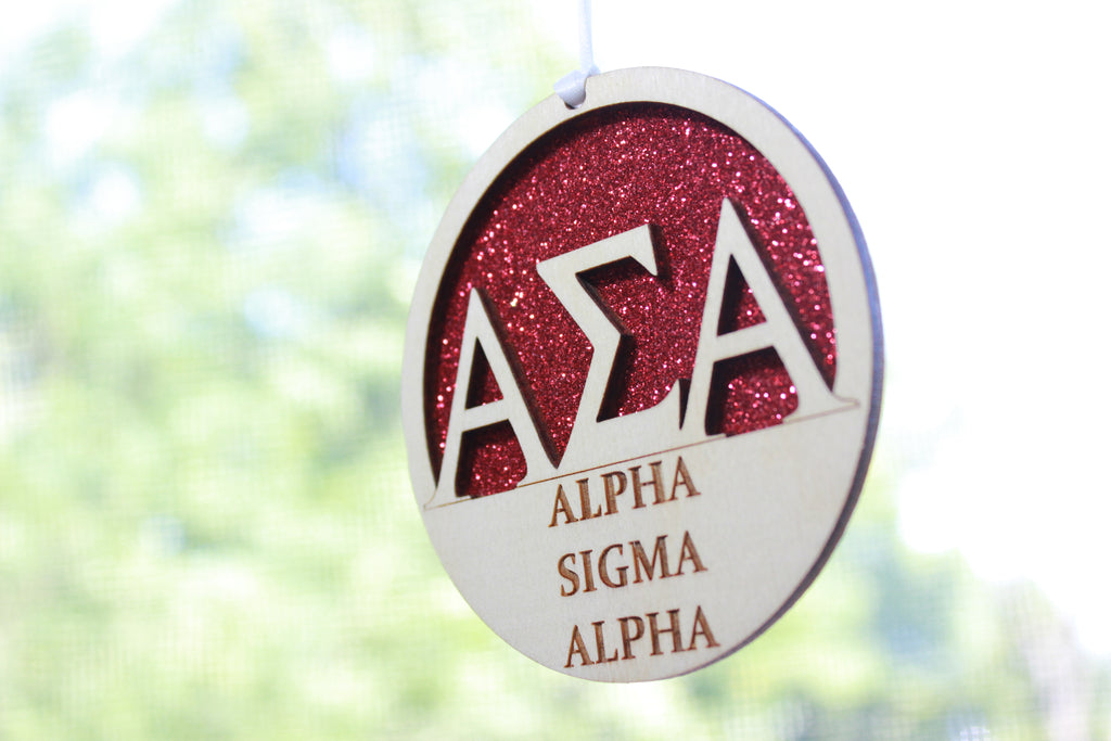 Alpha Sigma Alpha - Laser Carved Greek Letter Ornament - 3" Round
