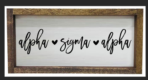 Alpha Sigma Alpha Script Wooden Sign