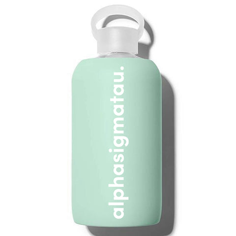 Alpha Sigma Tau Glass Water Bottle with Silicone Sleeve