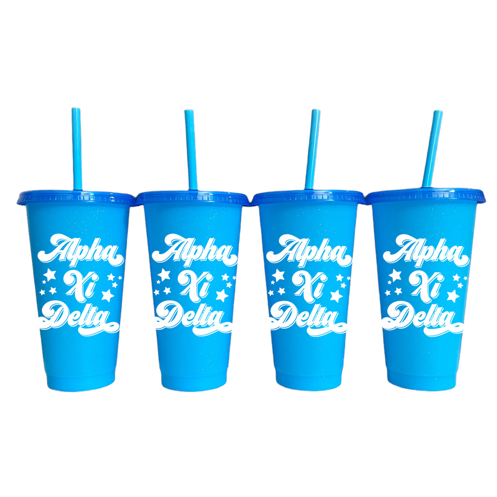 Alpha Xi Delta Glitter Color Changing Cup 4-Pack
