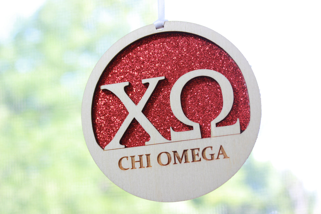 Chi Omega - Laser Carved Greek Letter Ornament - 3" Round