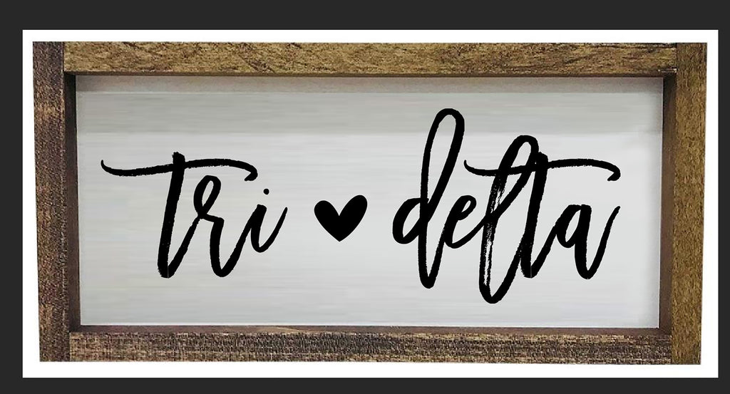 Delta Delta Delta Script Wooden Sign