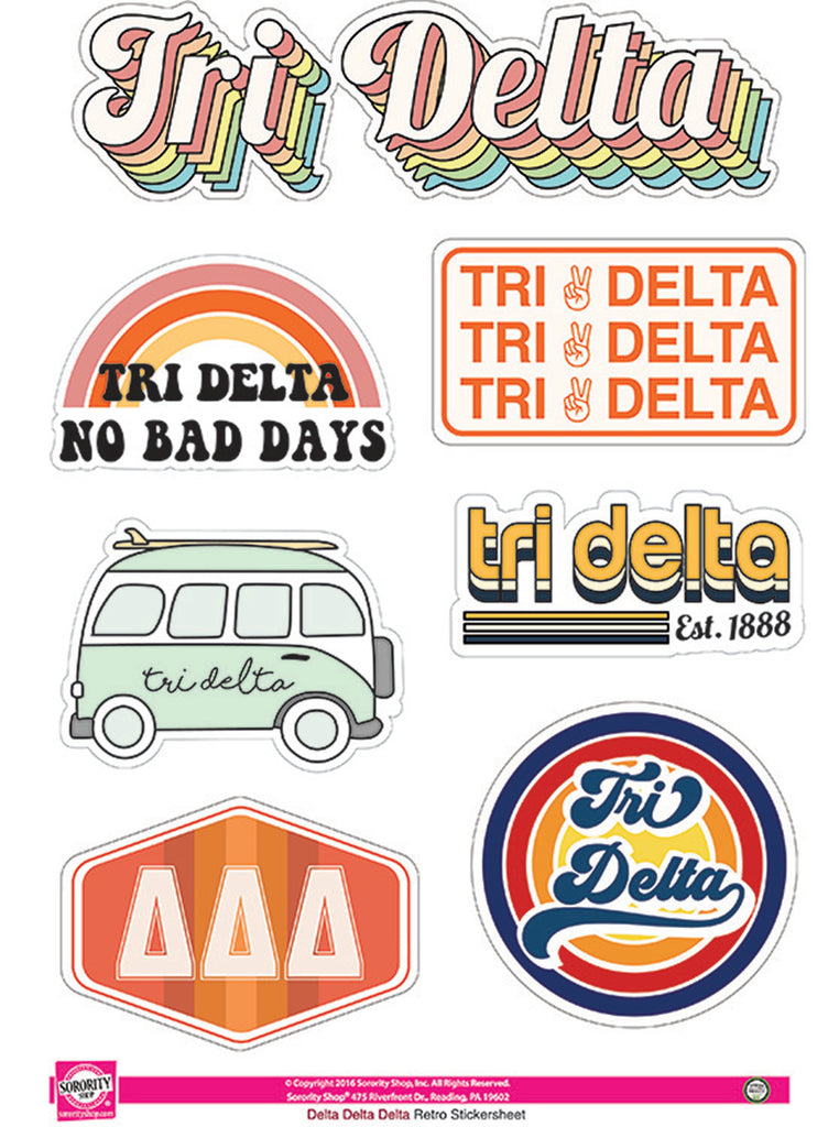 Delta Delta Delta Retro Sticker Sheet