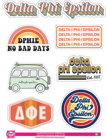 Delta Phi Epsilon Retro Sticker Sheet