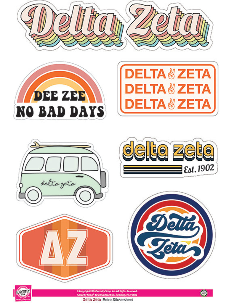 Delta Zeta Retro Sticker Sheet