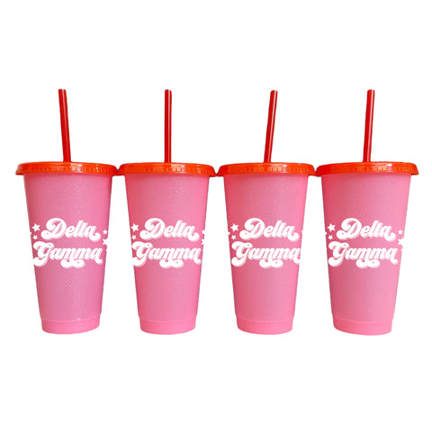 Delta Gamma Glitter Color Changing Cup 4-Pack