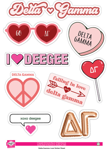 Delta Gamma- Sticker Sheet- Love Theme