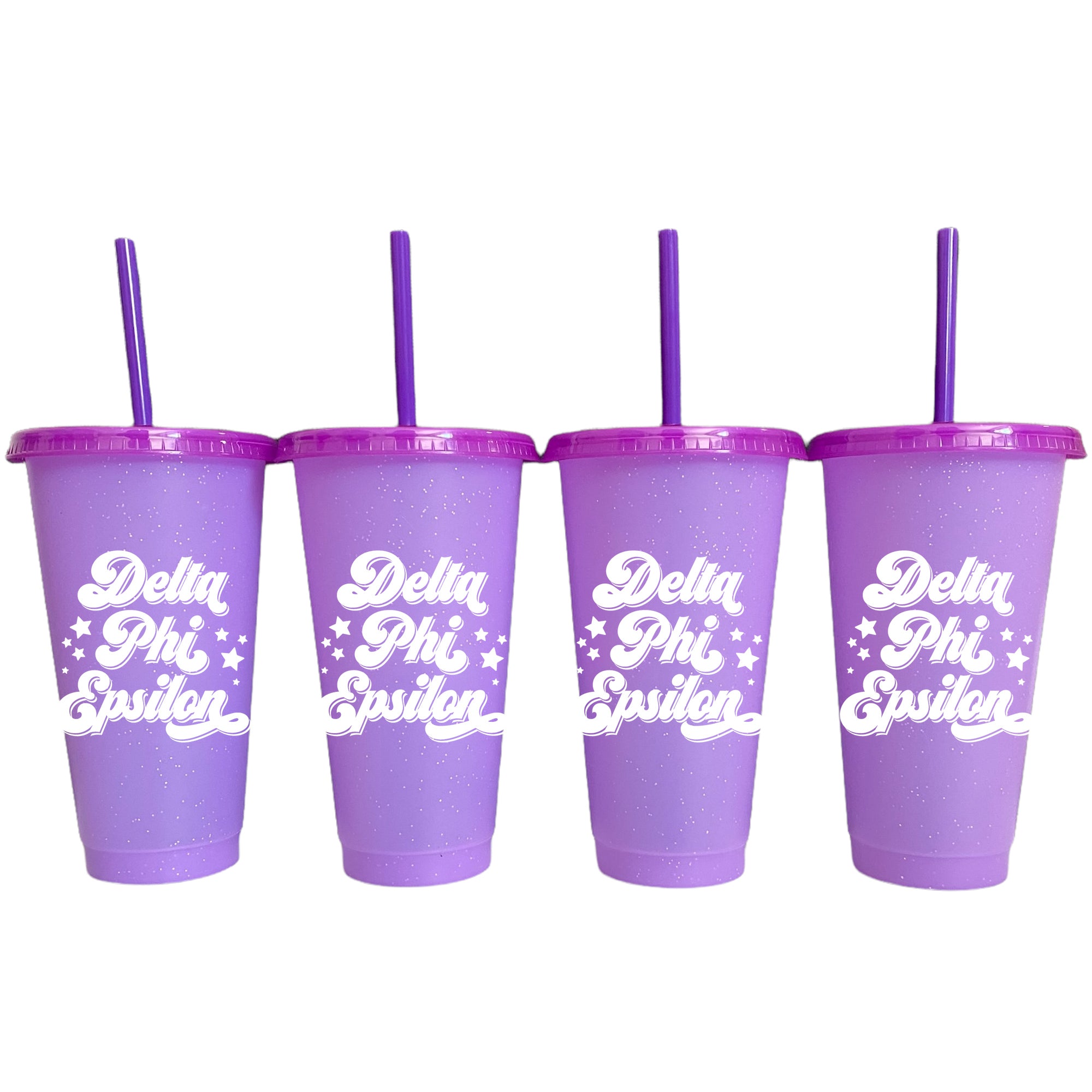 Plastic Glitter Cups with Lids and Straws, 24 oz 5-Pack Reusable Colorful