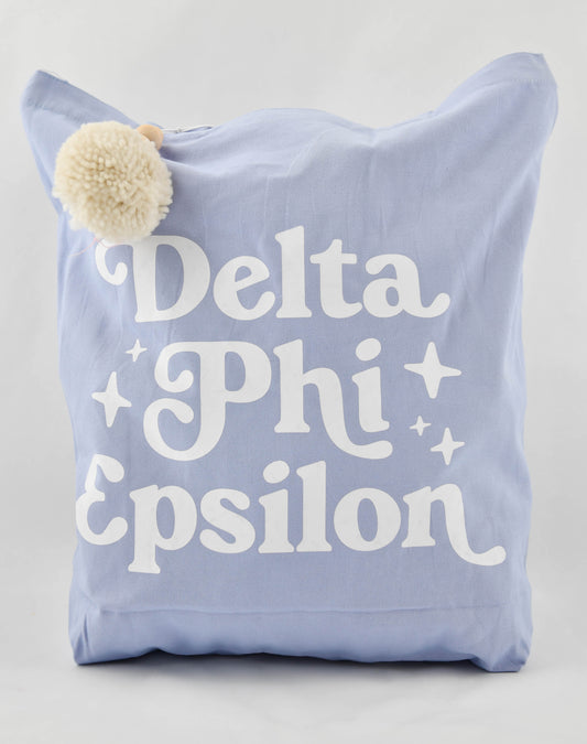 Delta Phi Epsilon Retro Pom Pom Tote Bag