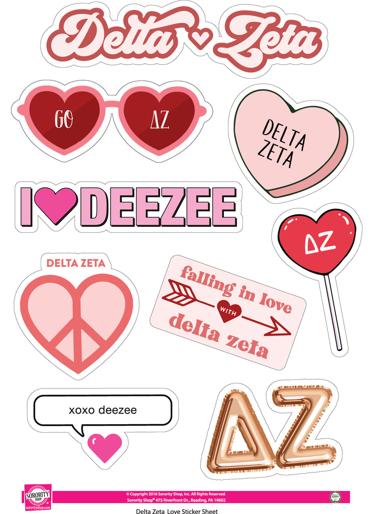 Delta Zeta- Sticker Sheet- Love Theme