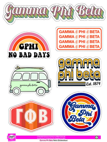 Gamma Phi Beta Retro Sticker Sheet